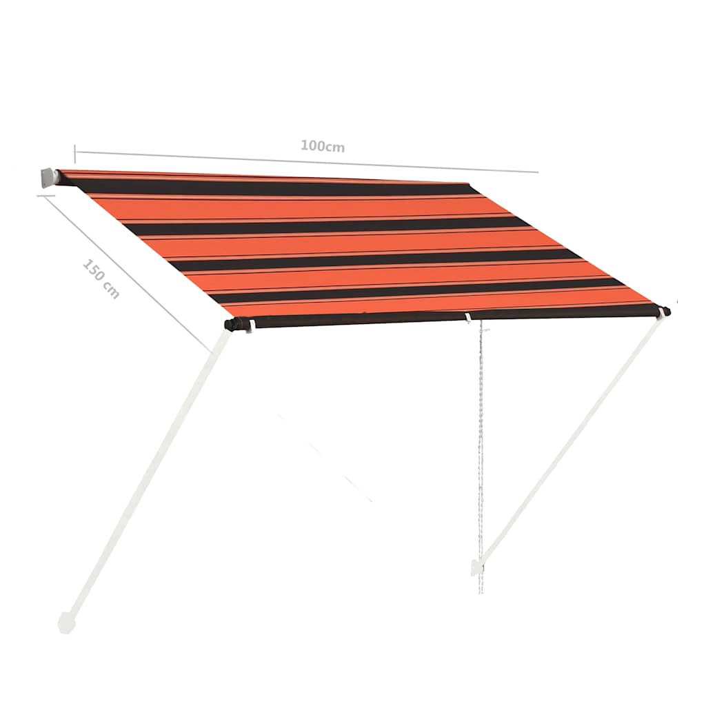 vidaXL Retractable Awning 100x150 cm Orange and Brown