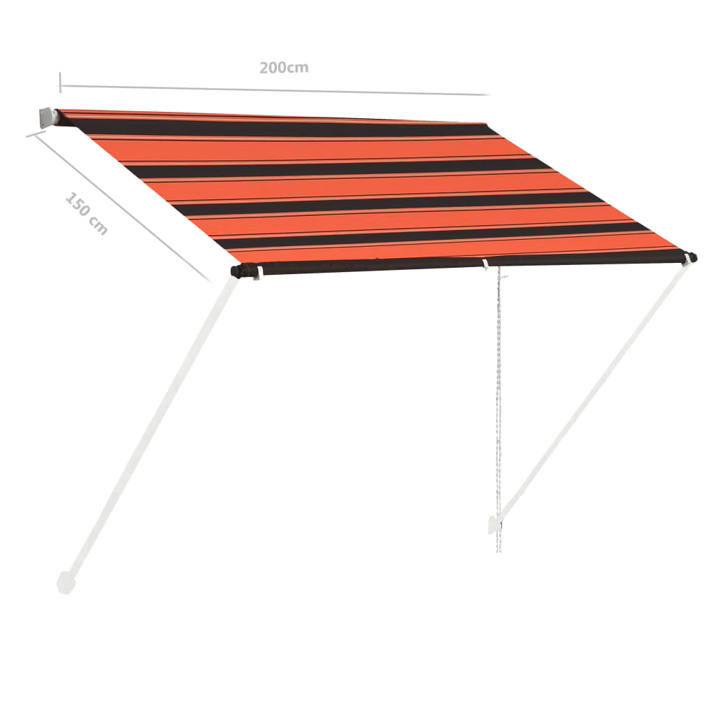 vidaXL Retractable Awning 200x150 cm Orange and Brown