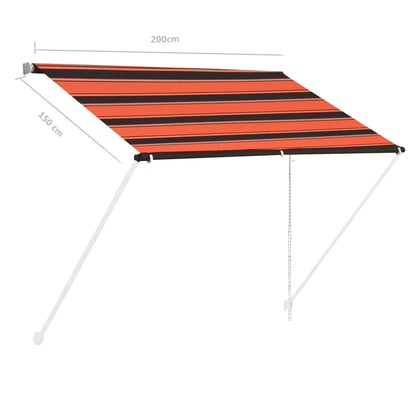 vidaXL Retractable Awning 200x150 cm Orange and Brown