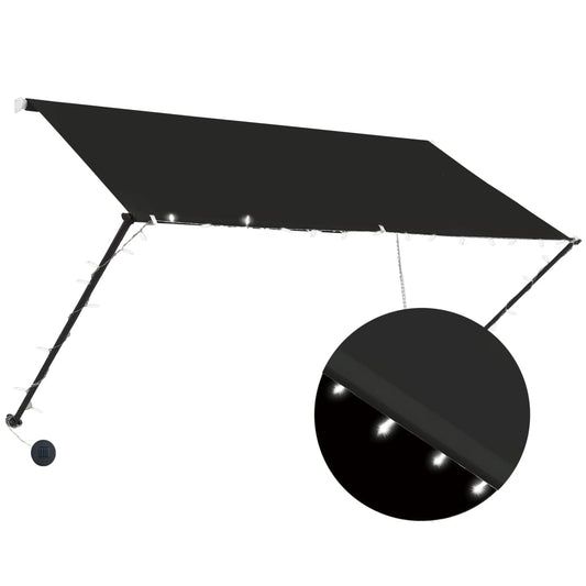 145917 vidaXL Retractable Awning with LED 250x150 cm Anthracite