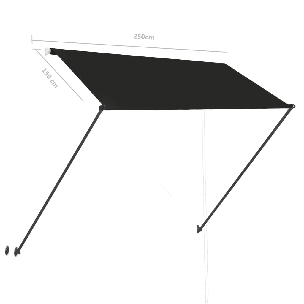vidaXL Retractable Awning with LED 250x150 cm Anthracite