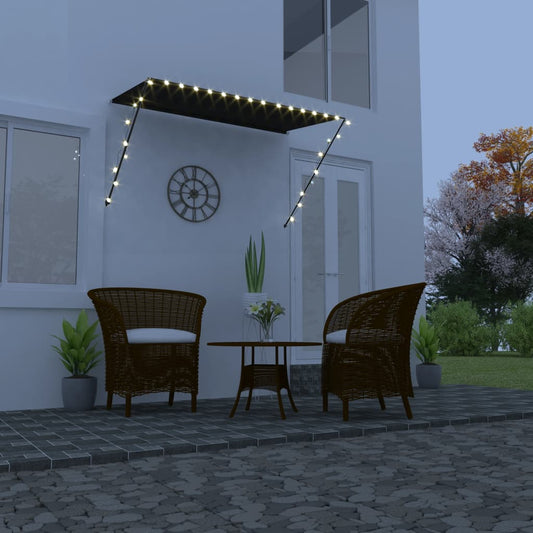145917 vidaXL Retractable Awning with LED 250x150 cm Anthracite