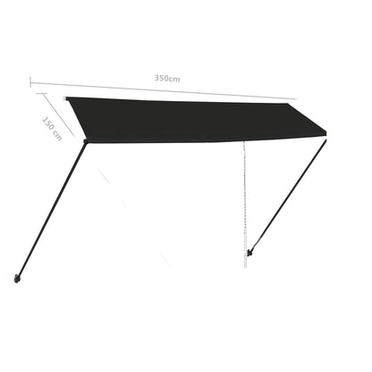 145919 vidaXL Retractable Awning with LED 350x150 cm Anthracite