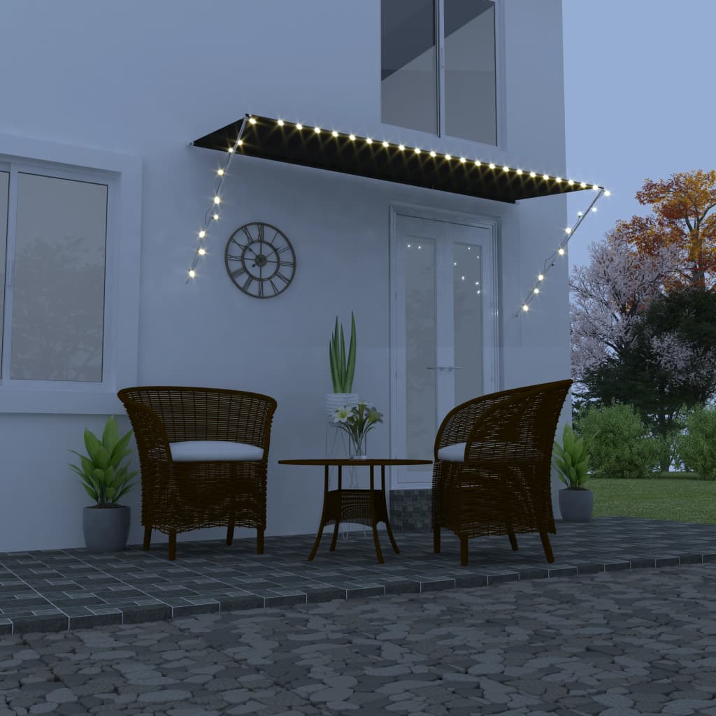145919 vidaXL Retractable Awning with LED 350x150 cm Anthracite