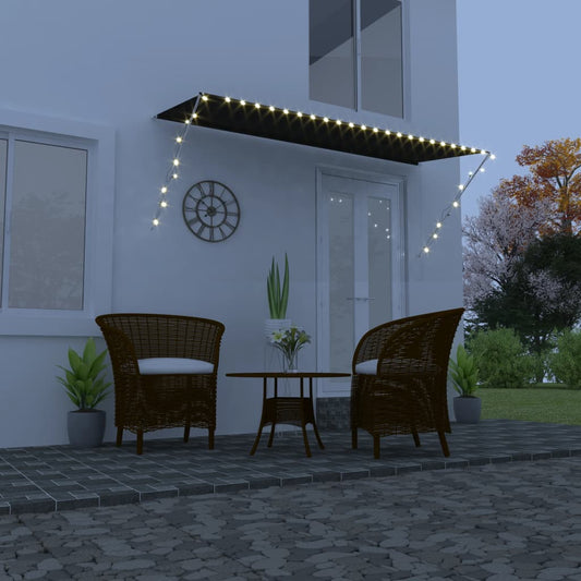 145919 vidaXL Retractable Awning with LED 350x150 cm Anthracite