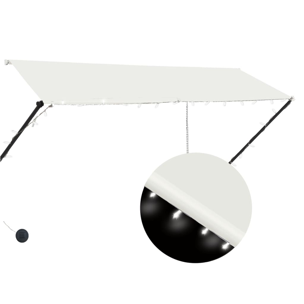 145925 vidaXL Retractable Awning with LED 300x150 cm Cream