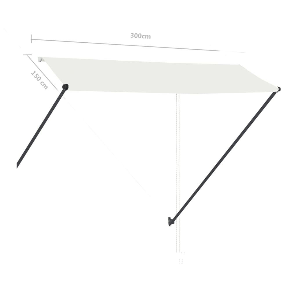 vidaXL Retractable Awning with LED 300x150 cm Cream