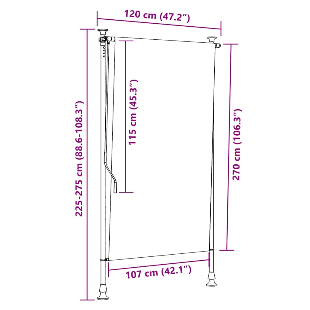 vidaXL Outdoor Roller Blind 120x270 cm Anthracite
