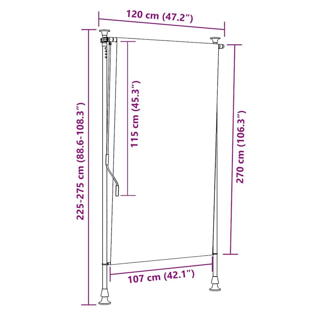 145936 vidaXL Outdoor Roller Blind 120x270 cm Anthracite