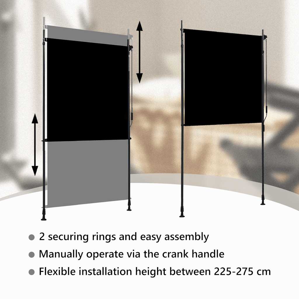 145936 vidaXL Outdoor Roller Blind 120x270 cm Anthracite