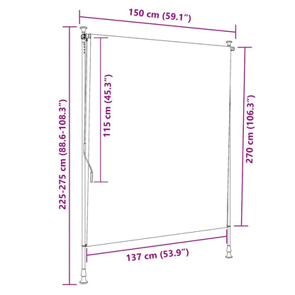vidaXL Roller Blind | Anthracite | Fabric with PA coating, Steel, Aluminium