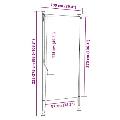 vidaXL Outdoor Roller Blind 100x270 cm Cream
