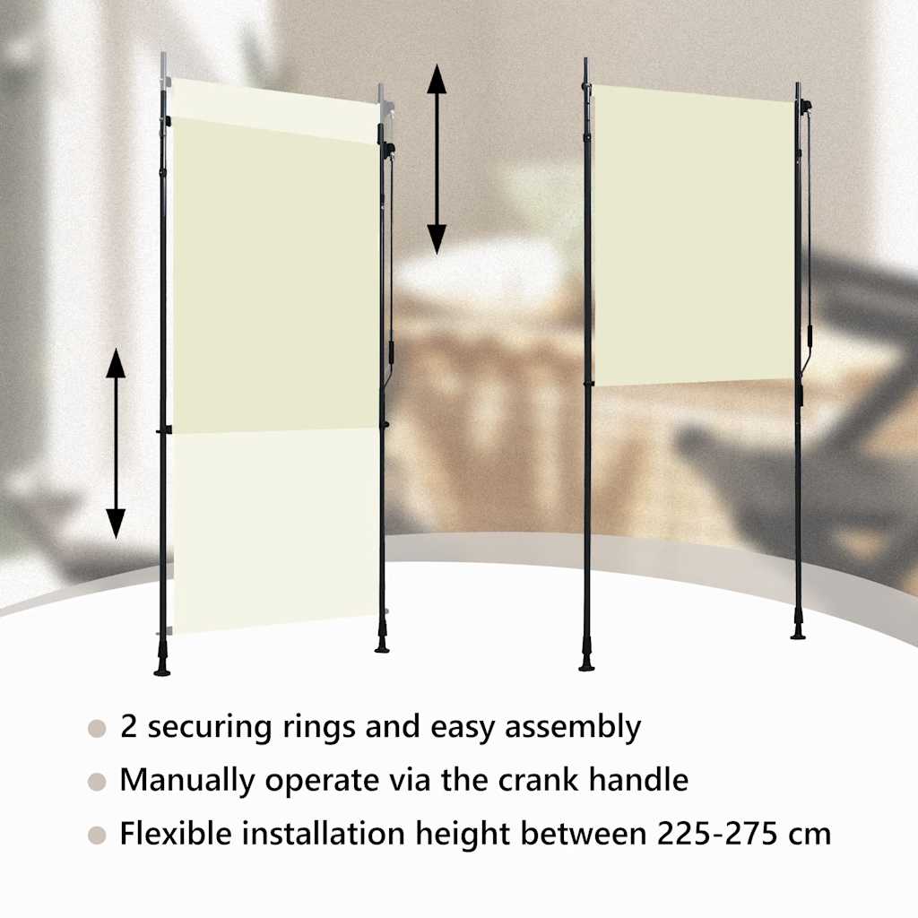 vidaXL Outdoor Roller Blind 100x270 cm Cream