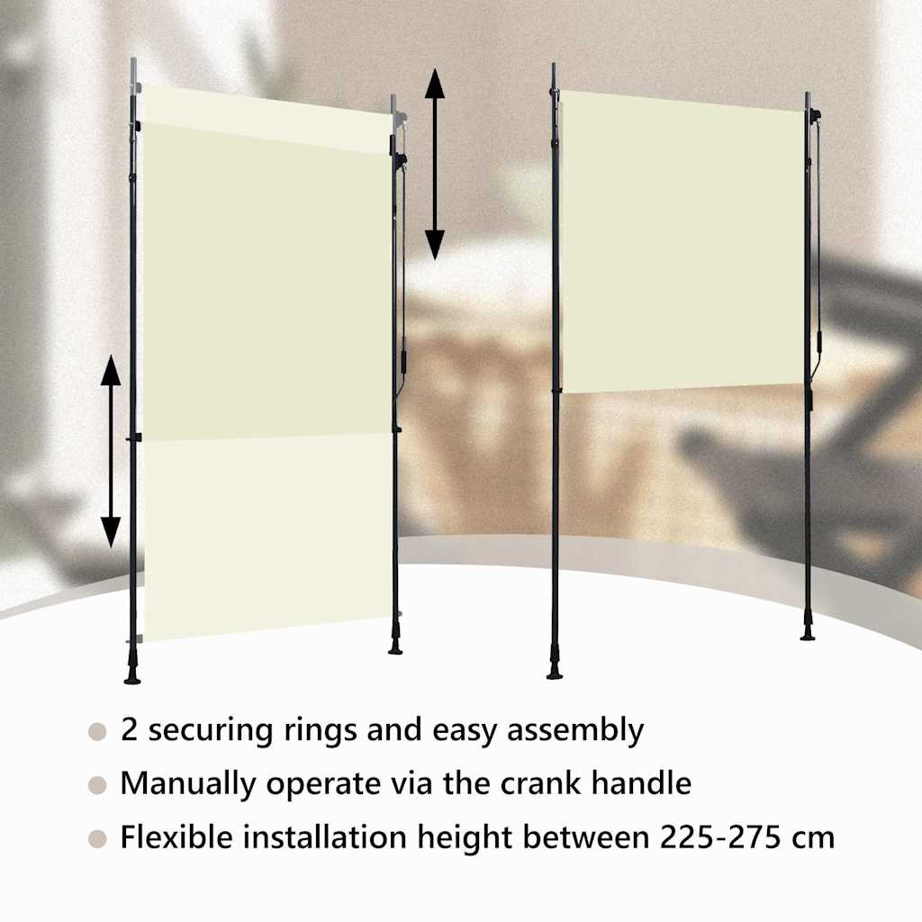 vidaXL Outdoor Roller Blind 120x270 cm Cream