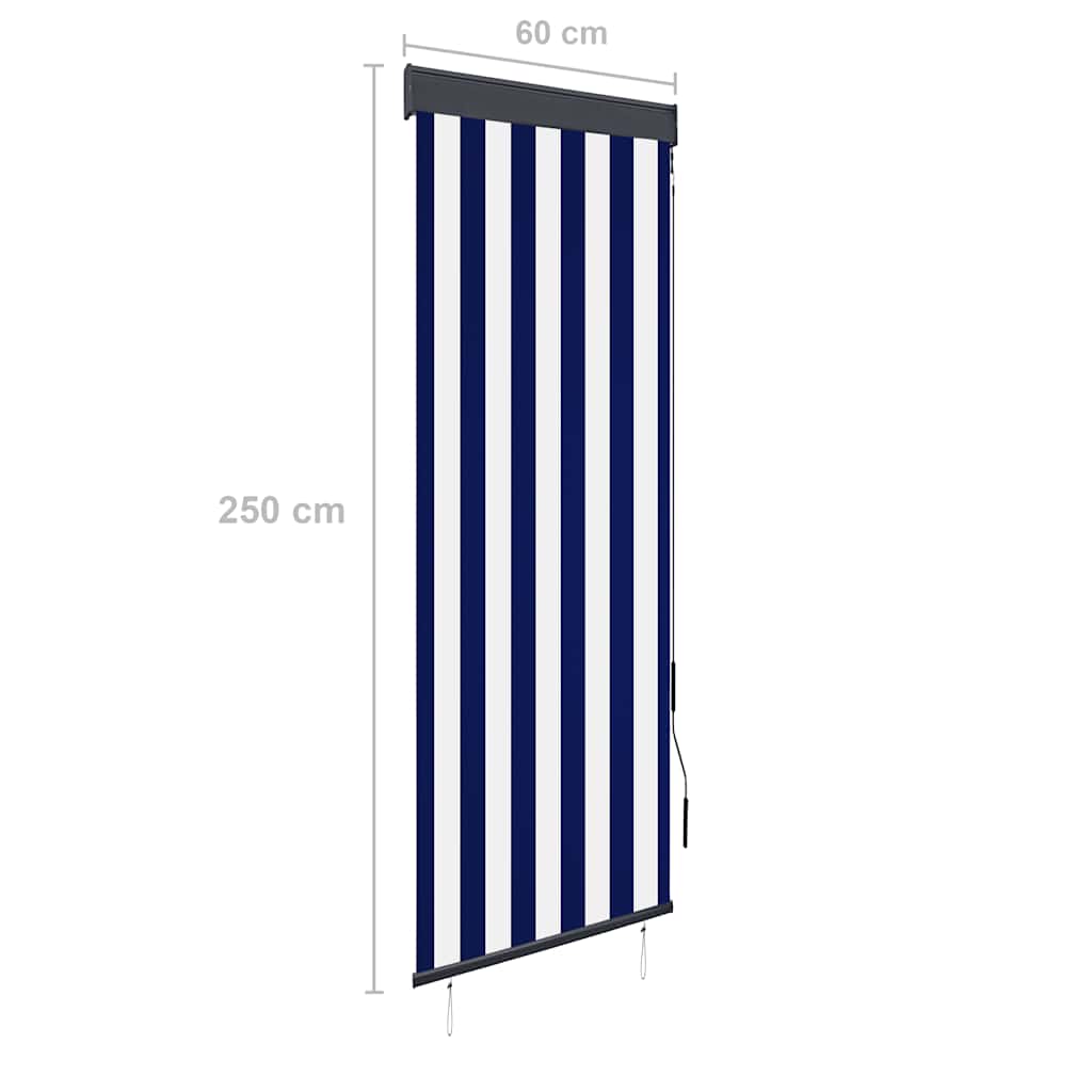 vidaXL Outdoor Roller Blind 60x250 cm Blue and White