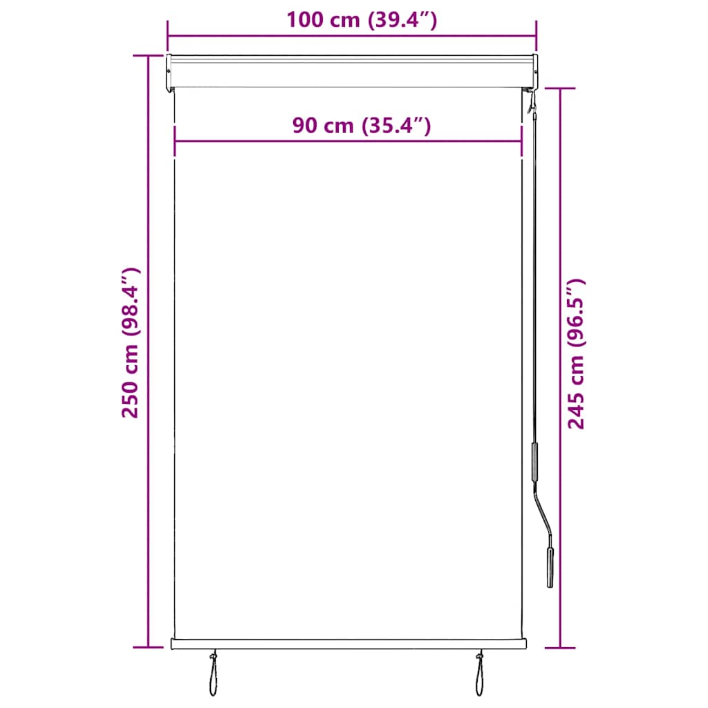 vidaXL Outdoor Roller Blind 100x250 cm White and Orange