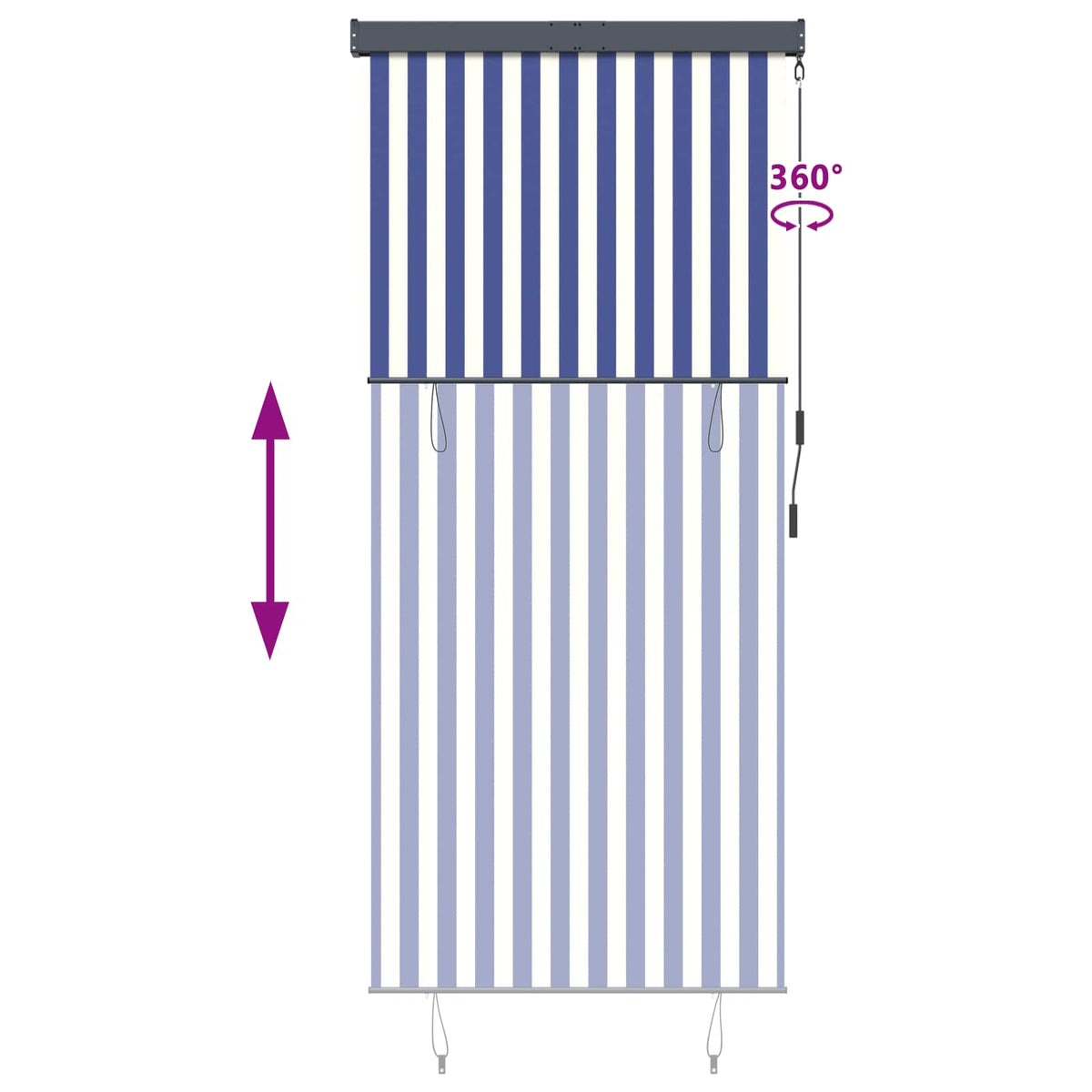 145961 vidaXL Outdoor Roller Blind 120x250 cm Blue and White