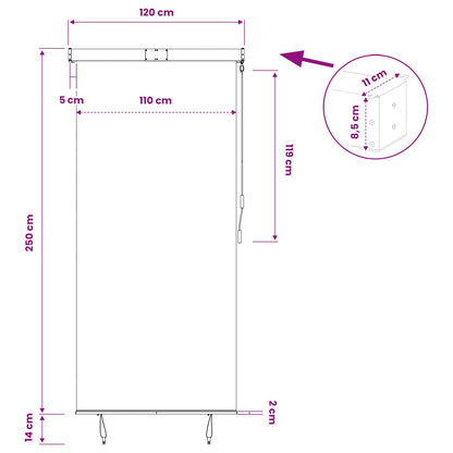 145961 vidaXL Outdoor Roller Blind 120x250 cm Blue and White