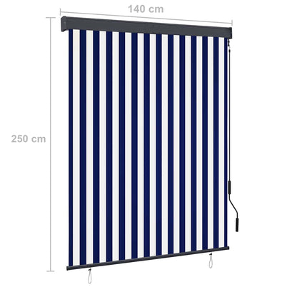 vidaXL Outdoor Roller Blind 140x250 cm Blue and White