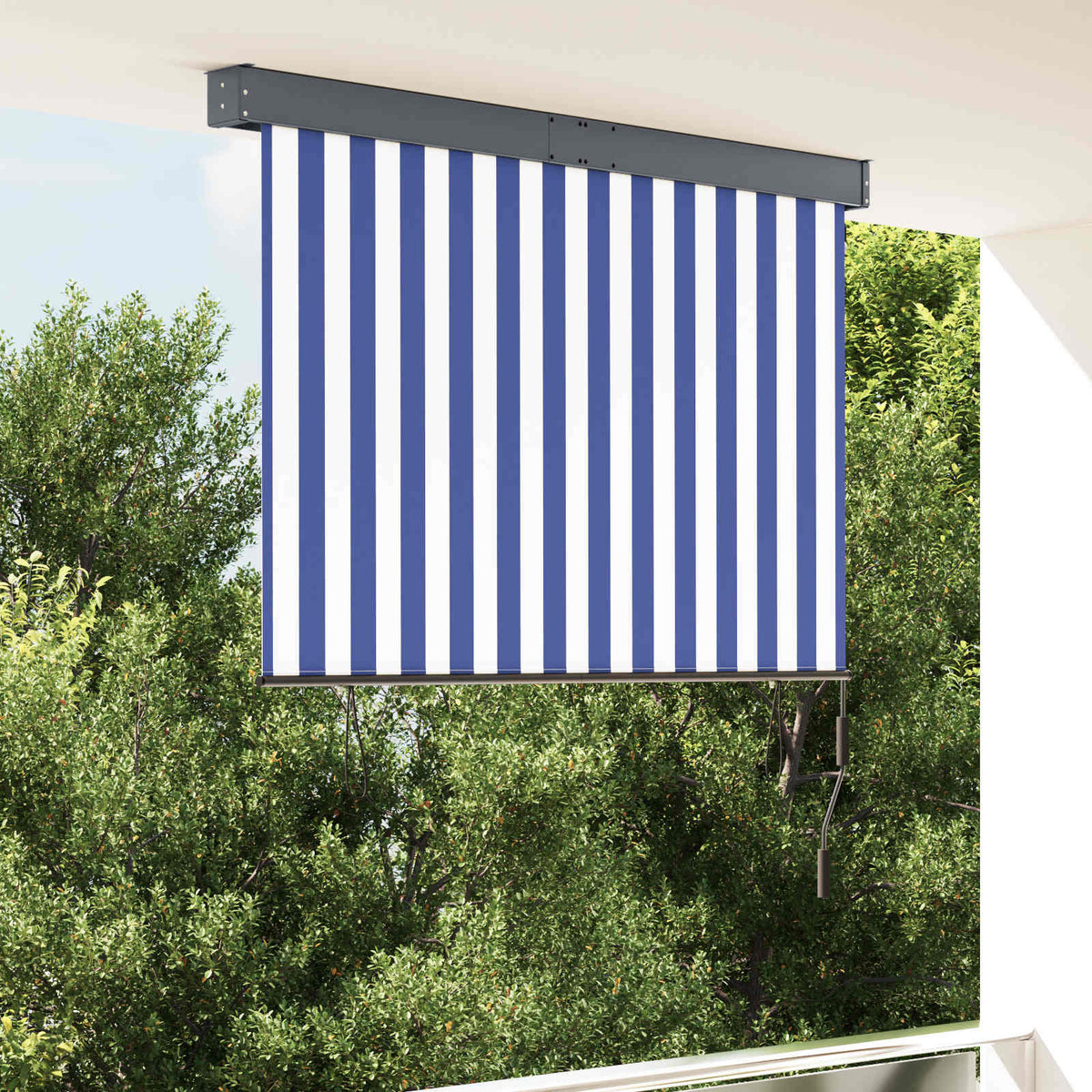 145967 vidaXL Outdoor Roller Blind 140x250 cm Blue and White