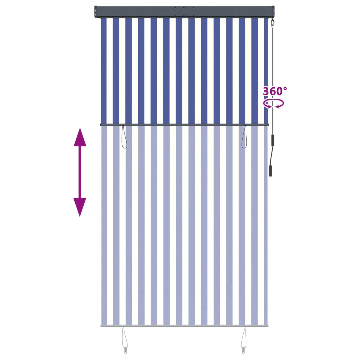 145967 vidaXL Outdoor Roller Blind 140x250 cm Blue and White