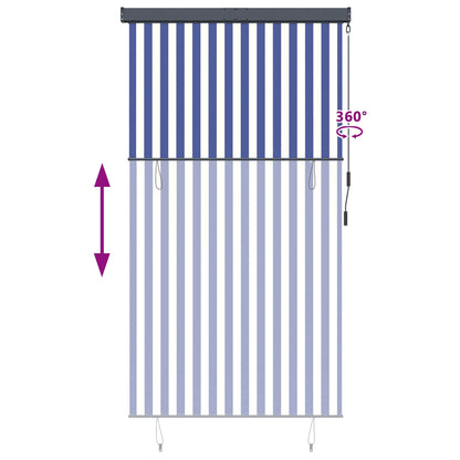 145967 vidaXL Outdoor Roller Blind 140x250 cm Blue and White