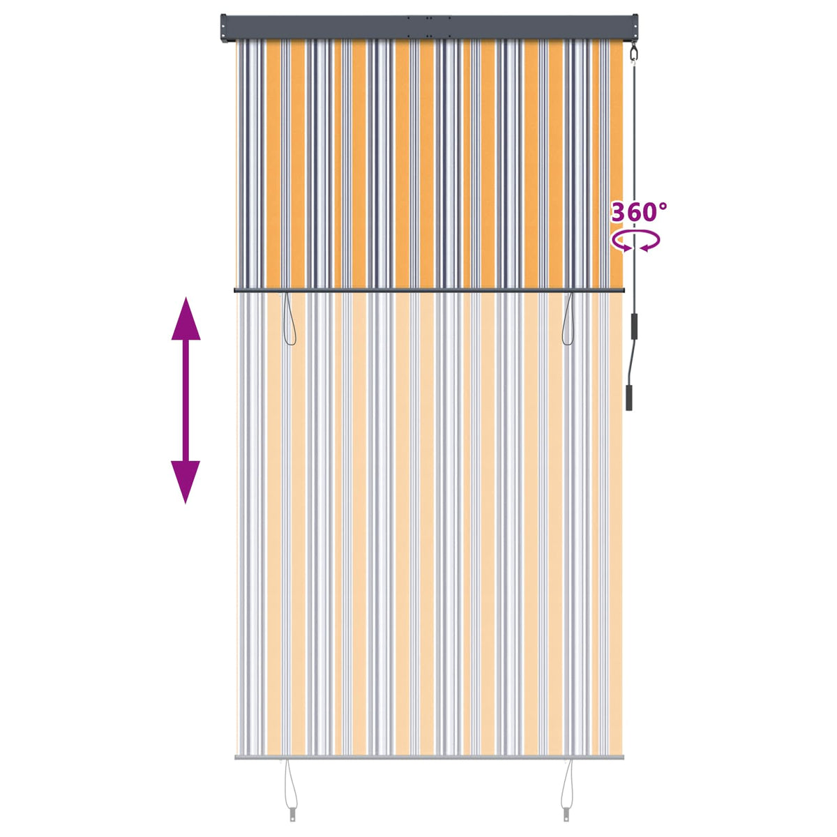 145968 vidaXL Outdoor Roller Blind 140x250 cm Yellow and Blue