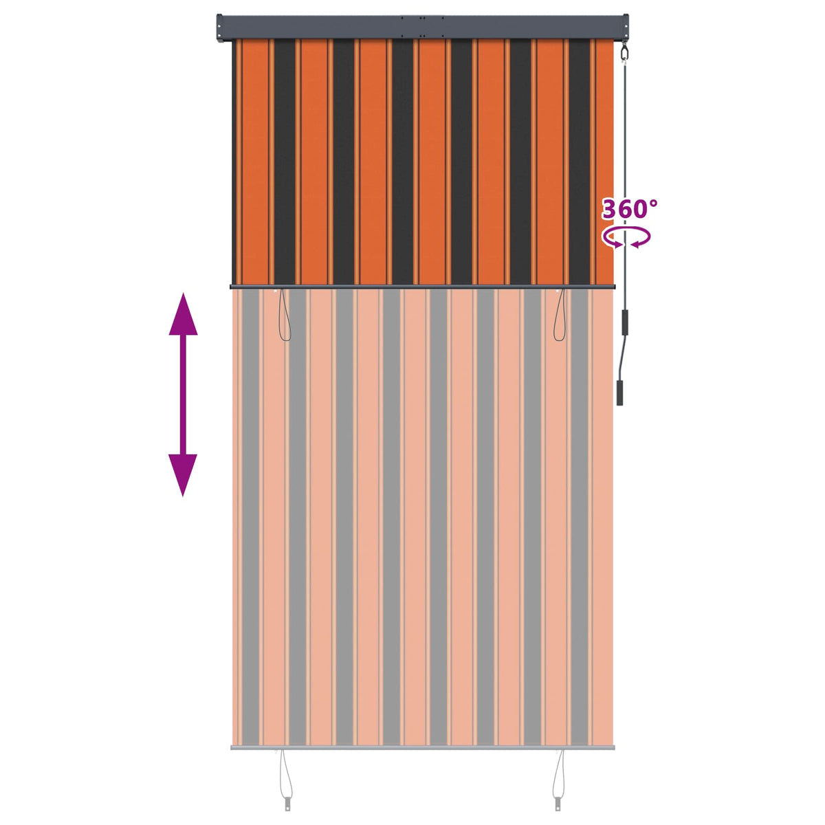 145972 vidaXL Outdoor Roller Blind 140x250 cm Orange and Brown