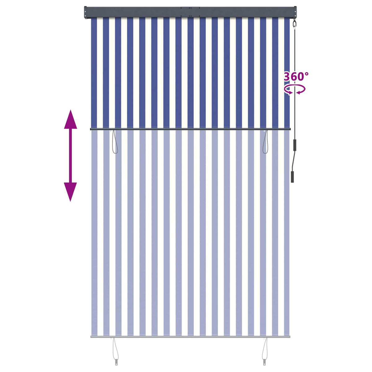 145973 vidaXL Outdoor Roller Blind 160x250 cm Blue and White