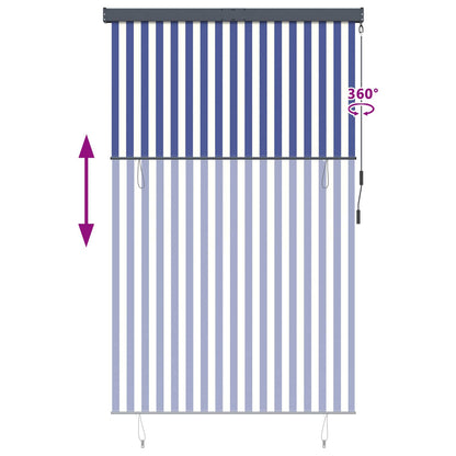 145973 vidaXL Outdoor Roller Blind 160x250 cm Blue and White