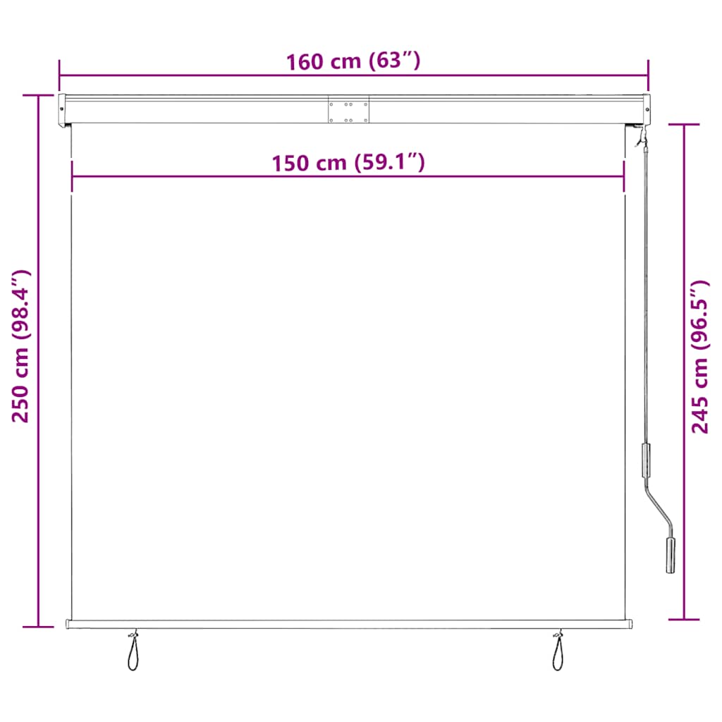 vidaXL Outdoor Roller Blind 160x250 cm White and Orange