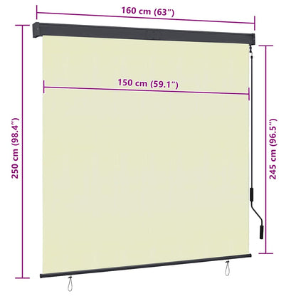 vidaXL Roller Shade | Cream | Polyester, Aluminium, Steel | 160 x 250 cm
