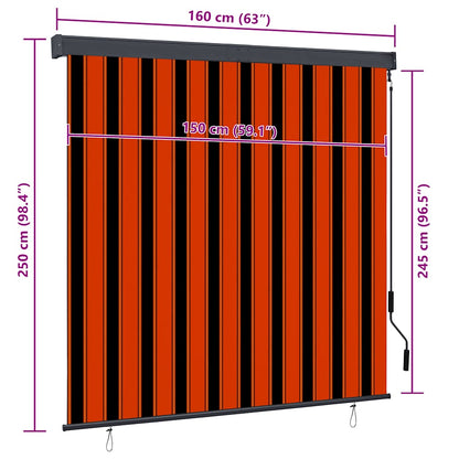 vidaXL Outdoor Roller Blind 160x250 cm Orange and Brown