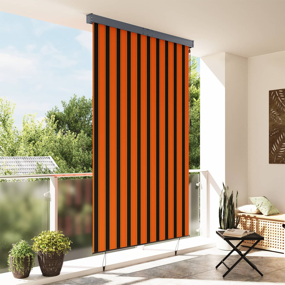 145978 vidaXL Outdoor Roller Blind 160x250 cm Orange and Brown