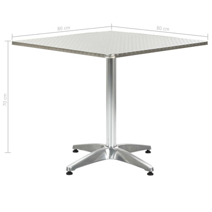 vidaXL Garden Table Silver 80x80x70 cm Aluminium