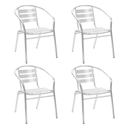 vidaXL Dining Set | Silver | Aluminium | Medium | Stackable | 5 Piece Dining Set