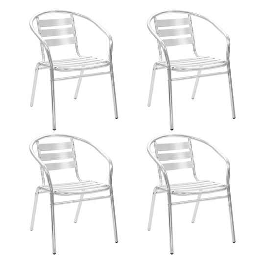 vidaXL Dining Set | Silver | Aluminium | Medium | Stackable | 5 Piece Dining Set