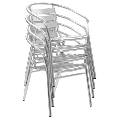vidaXL Dining Set | Silver | Aluminium | Medium | Stackable | 5 Piece Dining Set