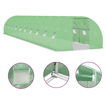 vidaXL Greenhouse | Green | 140 g/m² PE mesh fabric, galvanised steel | 45 m²