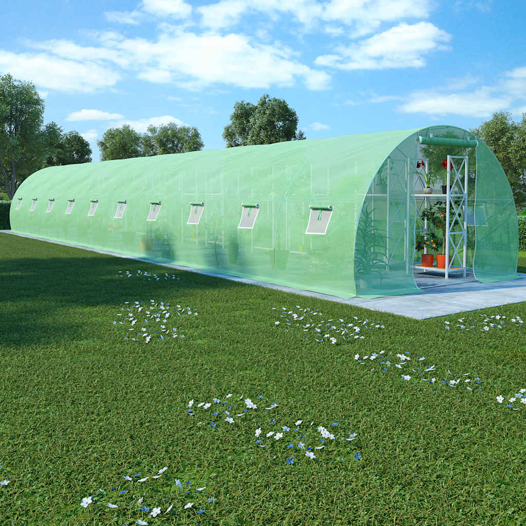 vidaXL Greenhouse | Green | 140 g/m² PE mesh fabric, galvanised steel | 45 m²