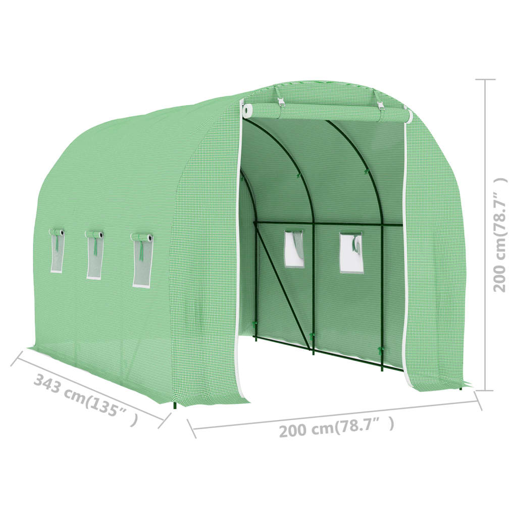 vidaXL Greenhouse | Green | Polyethylene mesh fabric, Galvanised steel | 6.86 m²