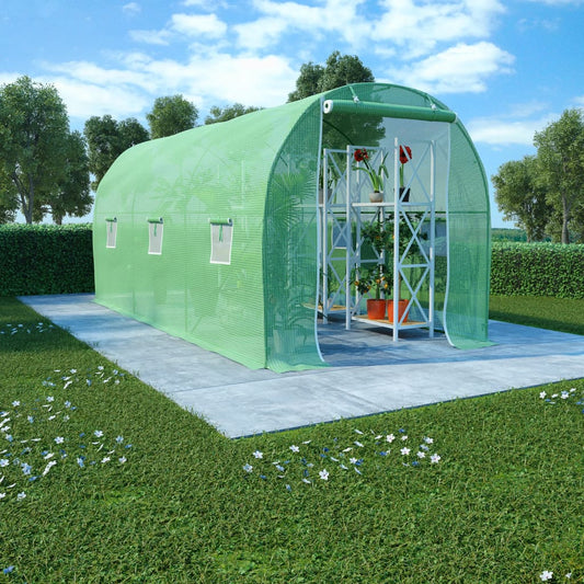 vidaXL Greenhouse | Green | PE mesh fabric, Galvanised steel | 9 m²