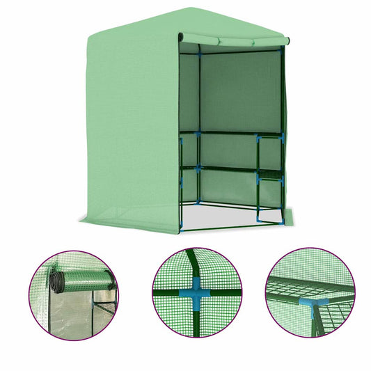 48166 vidaXL Greenhouse with Shelves Steel 227x223 cm