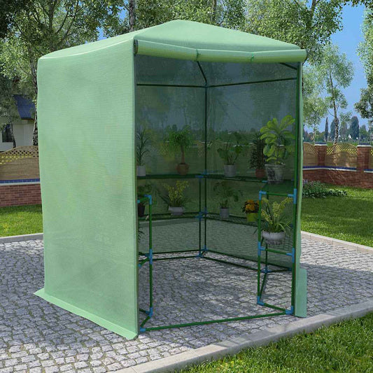 48166 vidaXL Greenhouse with Shelves Steel 227x223 cm