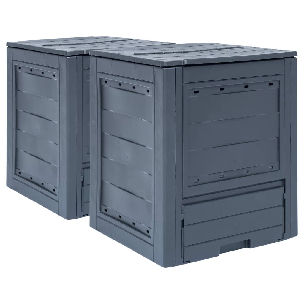 vidaXL Garden Composters 2 pcs Grey 60x60x73cm 520 L