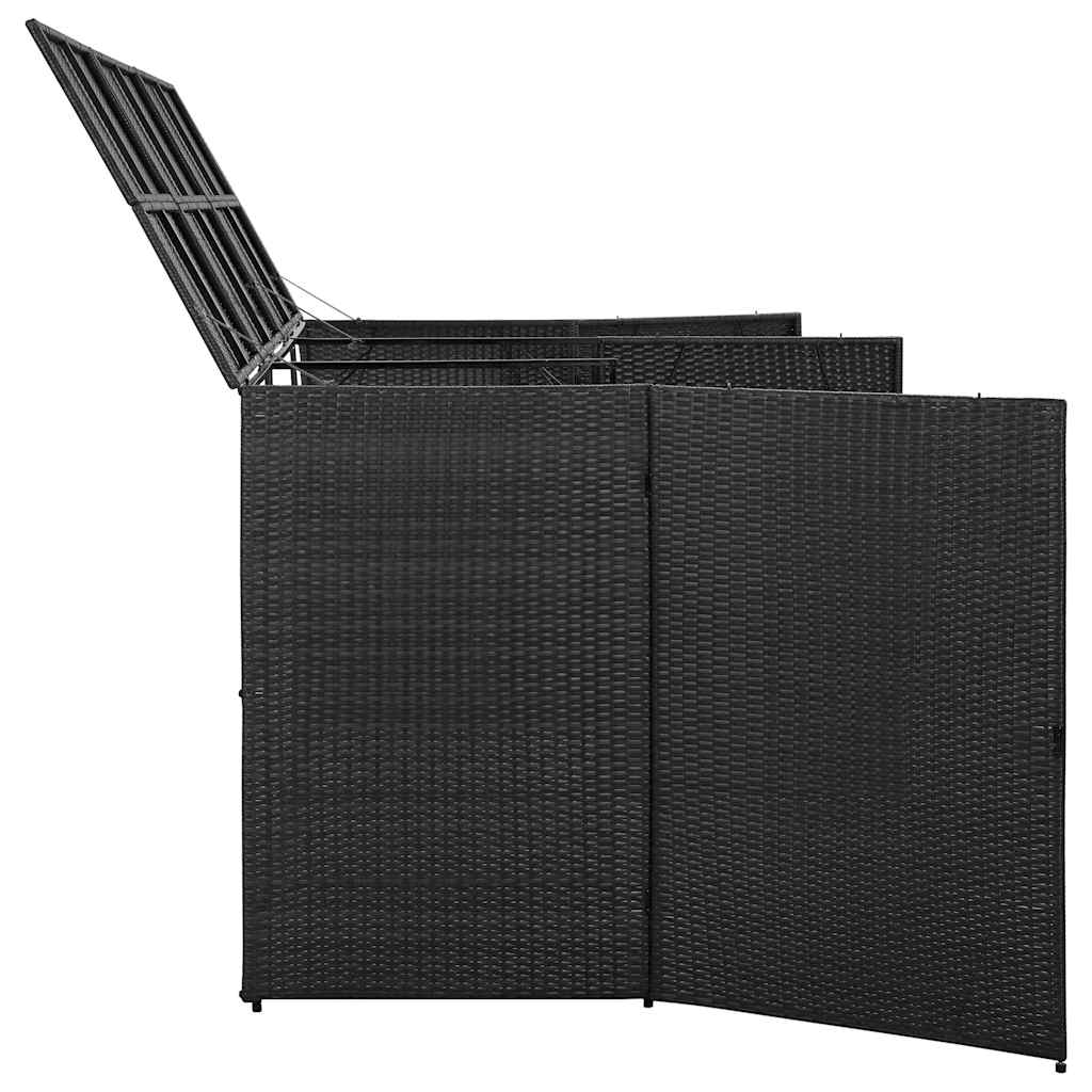 46734 vidaXL Triple Wheelie Bin Shed Black 229x78x120 cm Poly Rattan