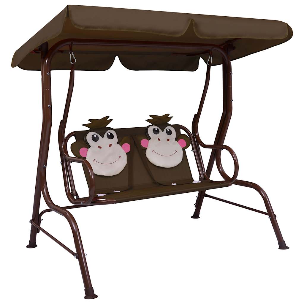 48097 vidaXL Kids Swing Bench Brown 115x75x110 cm Fabric