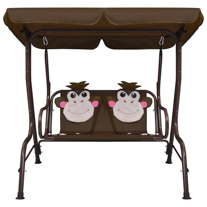 48097 vidaXL Kids Swing Bench Brown 115x75x110 cm Fabric