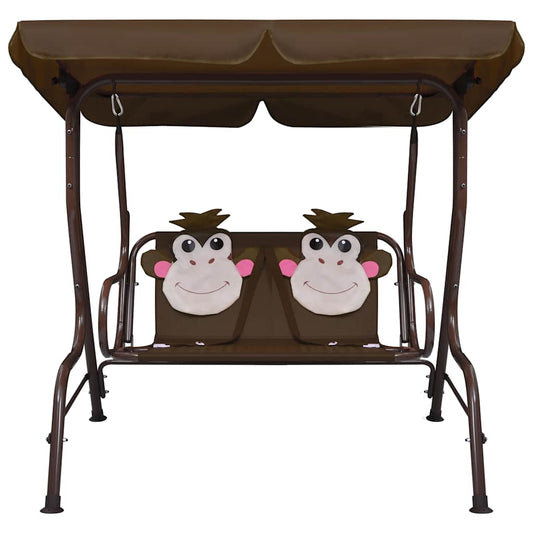 48097 vidaXL Kids Swing Bench Brown 115x75x110 cm Fabric