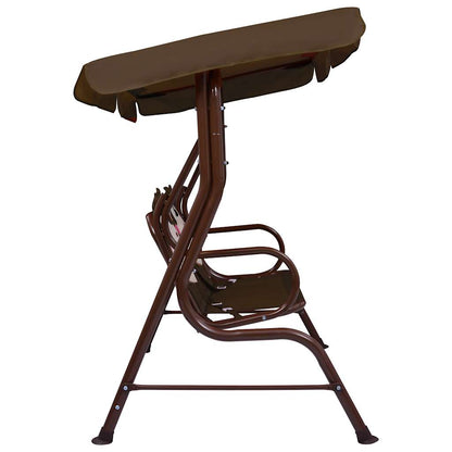 vidaXL Kids Swing Bench Brown 115x75x110 cm Fabric